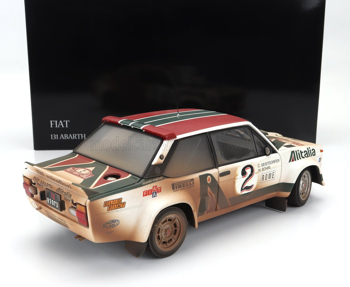 KYOSHO - 1/18 - FIAT - 131 ABARTH ALITALIA (dirty and night version) N 2 4th RALLY MONTECARLO 1978 WALTER ROHRL - CHRISTIAN GEISTDORFER - WHITE GREEN RED