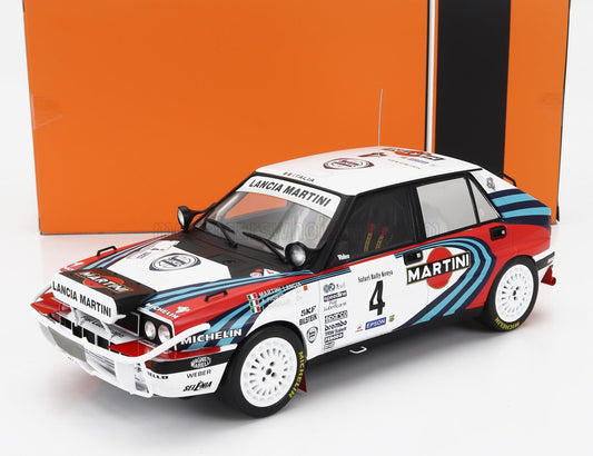 IXO-MODELS - 1/18 - LANCIA - DELTA INTEGRALE 16V MARTINI (night version) N 4 RALLY SAFARI 1990 ALESSANDRO FIORIO - LUIGI PIROLLO - WHITE BLUE RED