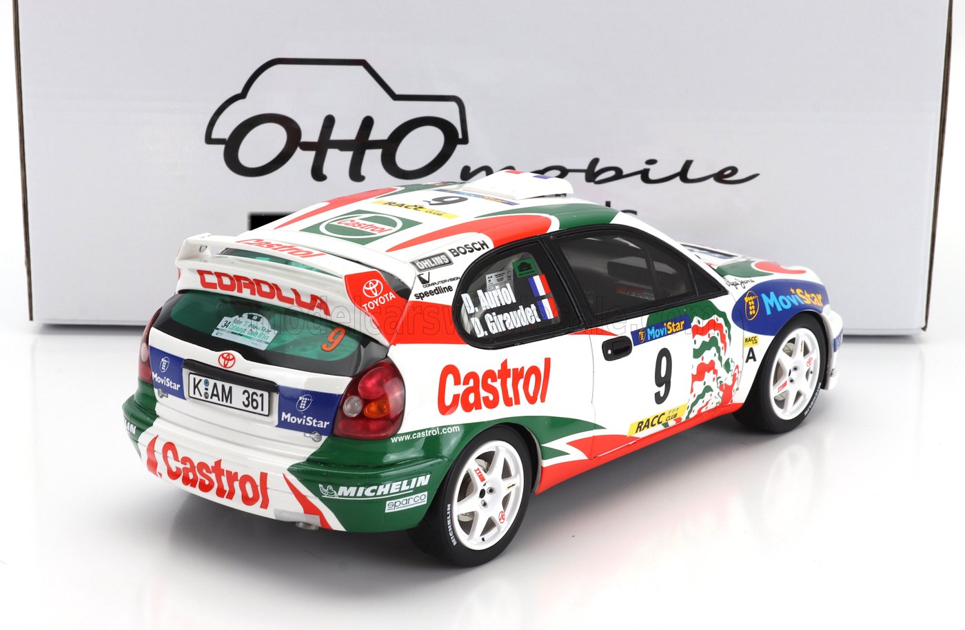 OTTO-MOBILE - 1/18 - TOYOTA - COROLLA WRC TEAM CASTROL N 9 WINNER RALLY CATALUNYA 1998 DIDIER AURIOL - DENIS GIRAUDET - WHITE BLUE RED