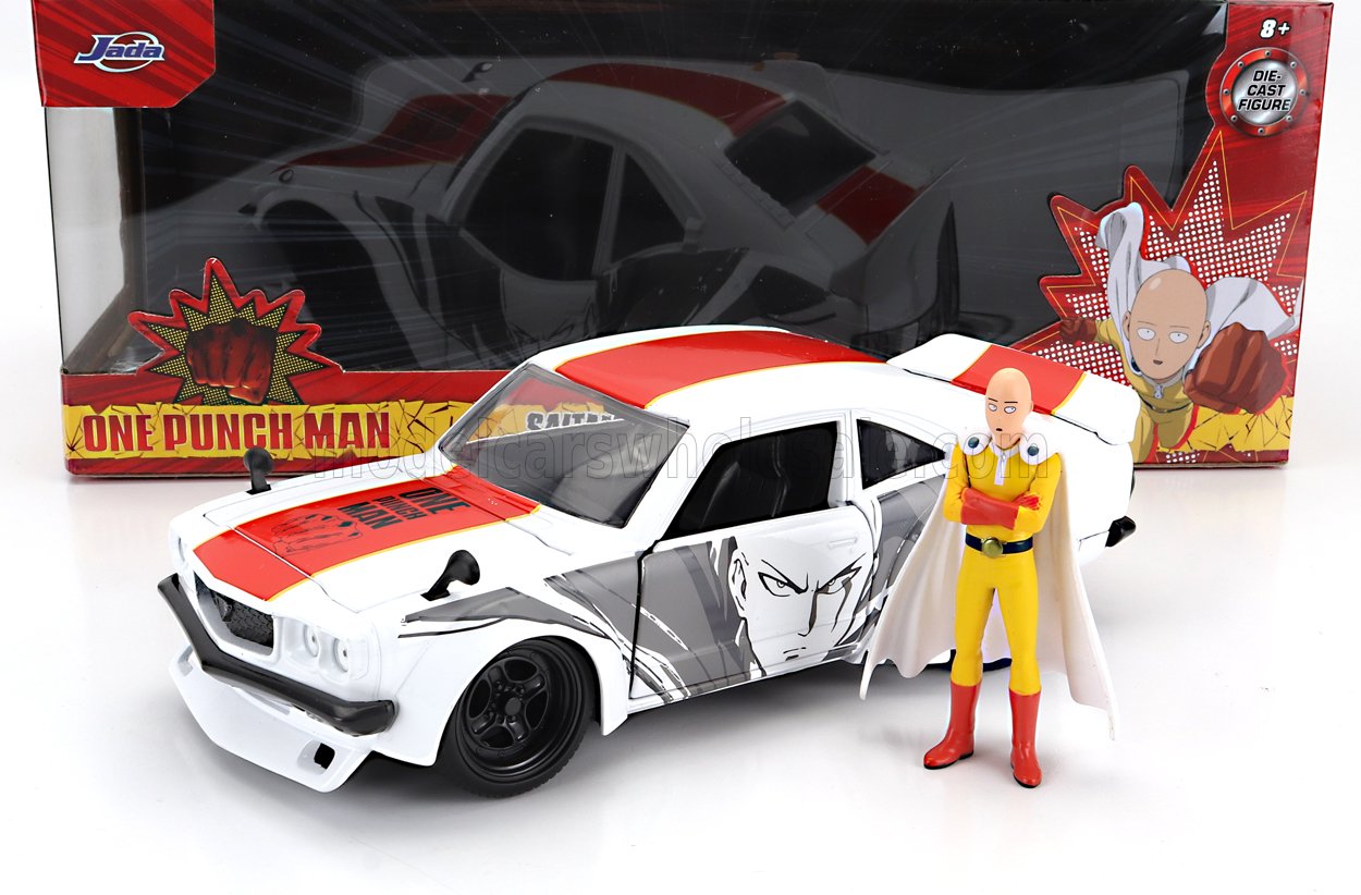 JADA - 1/24 - MAZDA - RX-3 WITH ONE PUNCH SAITAMA FIGURE 1974 - WHITE RED YELLOW