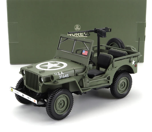 NOREV - 1/18 - JEEP - WILLYS CABRIOLET OPEN ARMY D-DAY NORMANDY 1944 - MILITARY GREEN