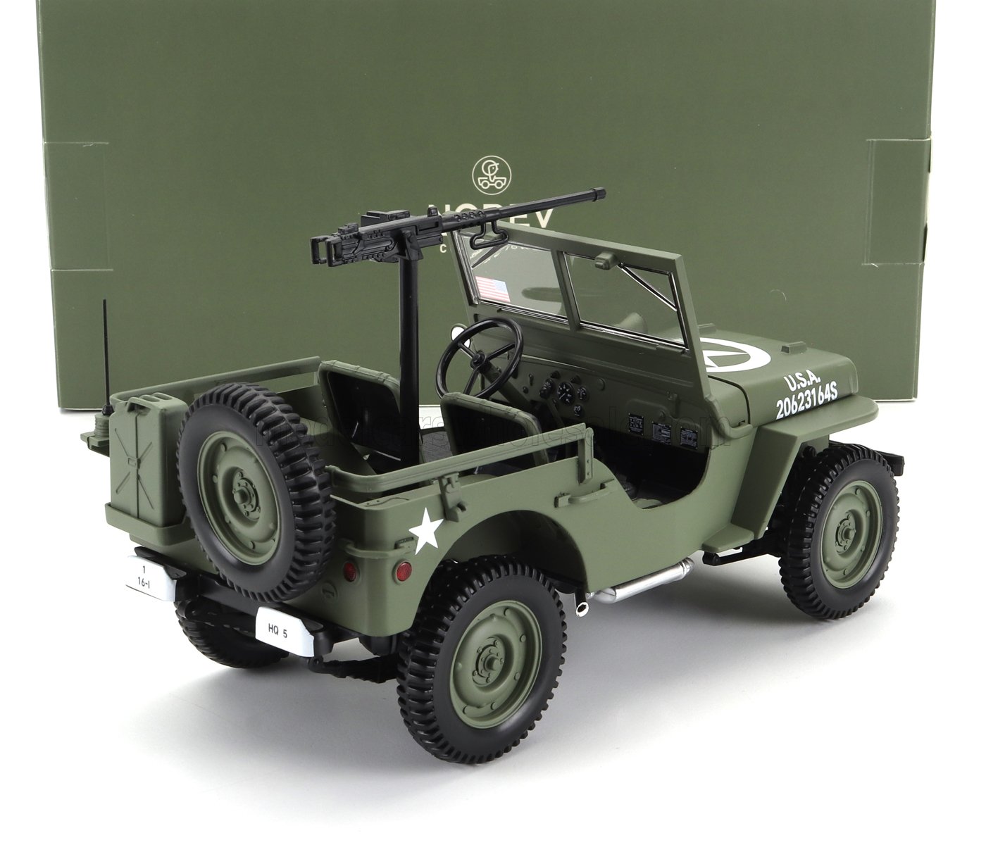 NOREV - 1/18 - JEEP - WILLYS CABRIOLET OPEN ARMY D-DAY NORMANDY 1944 - MILITARY GREEN