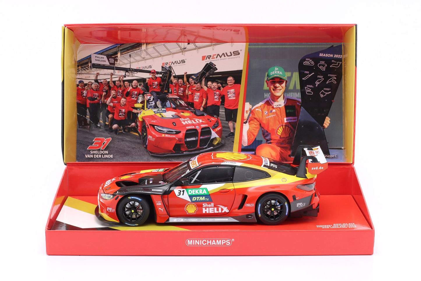 MINICHAMPS - 1/18 - BMW - 4-SERIES M4 GT3 TEAM SCHUBERT MOTORSPORT N 31 WINNER DTM HOCKENHEIM 2022 SHELDON VAN DER LINDE - RED BLACK YELLOW