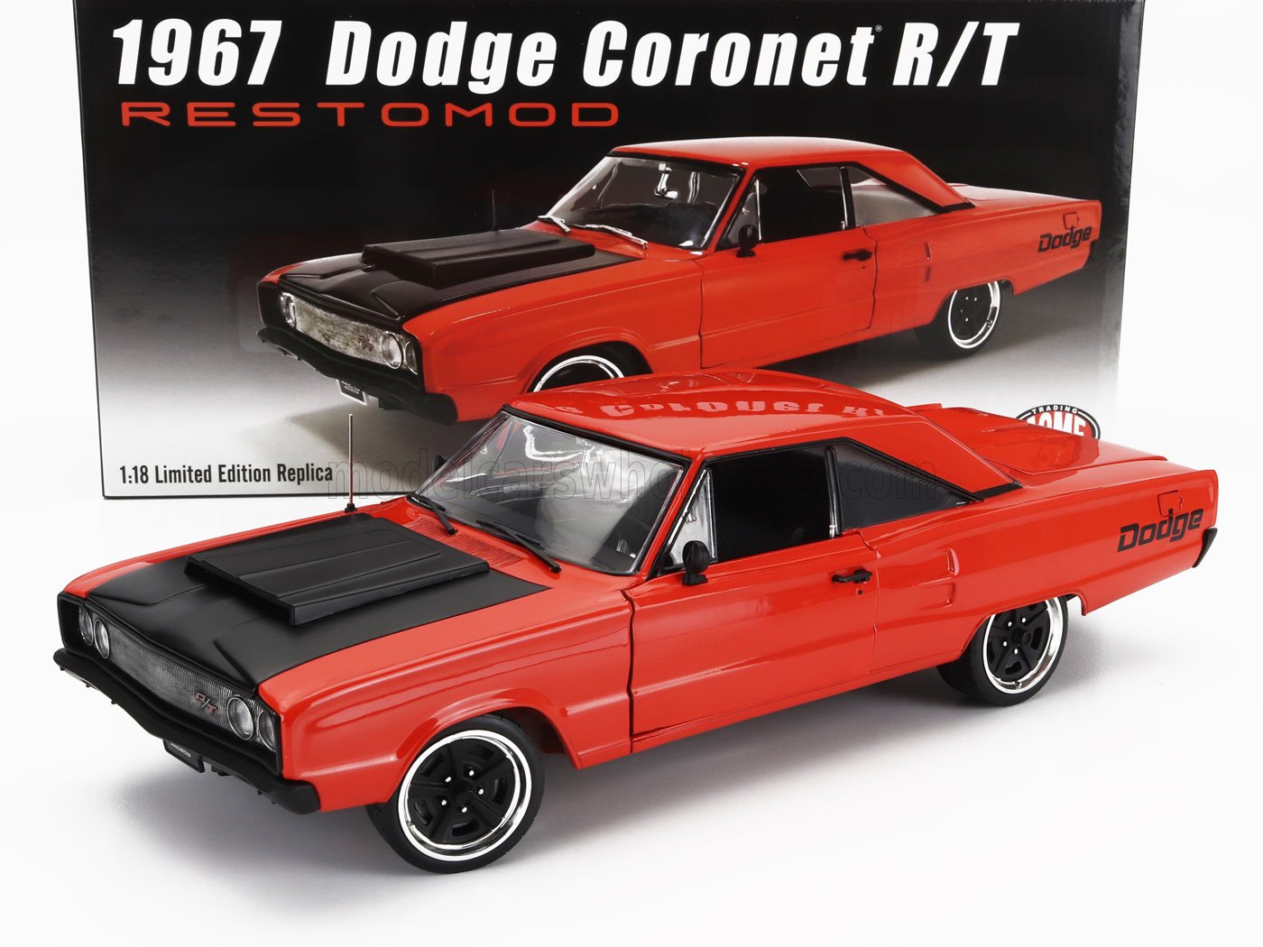 ACME-MODELS - 1/18 - DODGE - CORONET R/T RESTOMOD 1967 - ORANGE BLACK