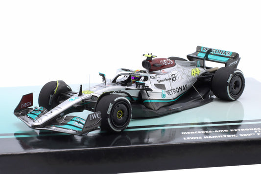 MINICHAMPS - 1/43 - MERCEDES GP - F1 W13E TEAM MERCEDES-AMG PETRONAS F1 N 44 (300th F1 GRAND PRIX) 2nd FRANCE GP 2022 LEWIS HAMILTON - SILVER GREEN