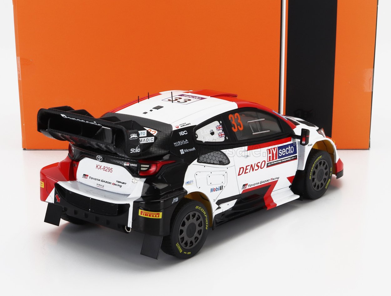 IXO-MODELS - 1/18 - TOYOTA - YARIS GR HYBRID RALLY1 TEAM TOYOTA GAZOO RACING WRT N 33 WINNER RALLY FINLAND 2023 ELFYN EVANS - SCOTT MARTIN - WHITE RED BLACK