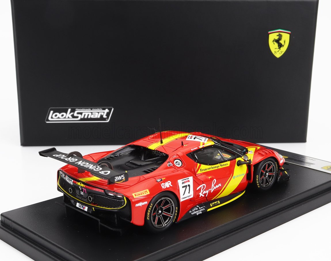 LOOKSMART - 1/43 - FERRARI - 296 GT3 3.0L TWIN TURBO V6 TEAM AF CORSE FRANCORCHAMPS MOTORTS N 71 24h SPA 2023 ANTONIO FUOCO - DAVIDE RIGON - DANIEL SERRA - RED YELLOW