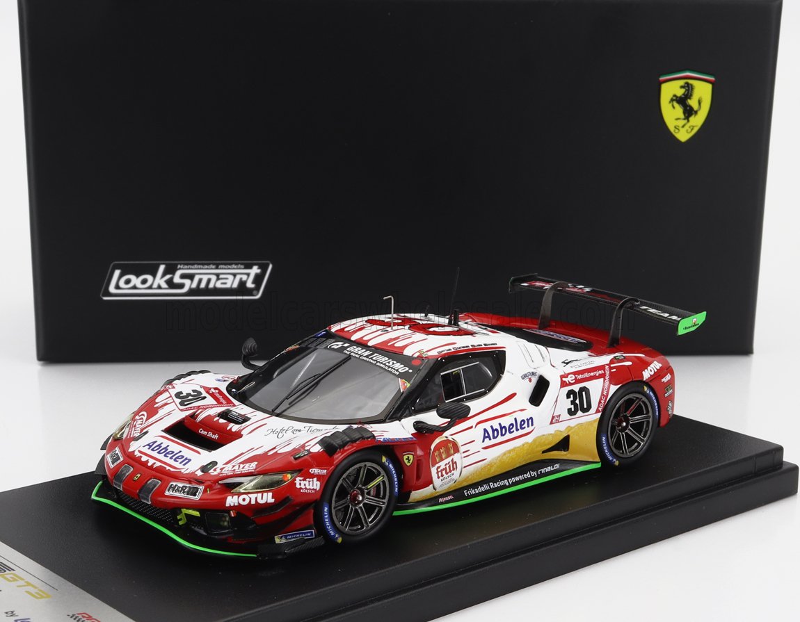 LOOKSMART - 1/43 - FERRARI - 296 GT3 3.0L TWIN TURBO V6 TEAM FRIKADELLI RACING N 30 WINNER 24h NURBURGRING 2023 EARL BAMBER - NICKY CATSBURG - FELIPE FERNANDEZ LASER - DAVID PITTARD - WHITE RED