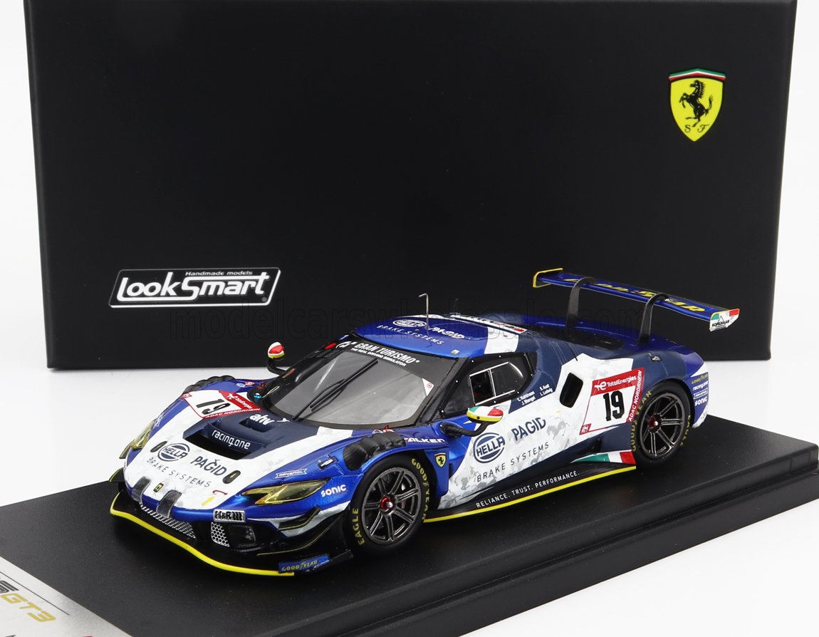 LOOKSMART - 1/43 - FERRARI - 296 GT3 3.0L TWIN TURBO V6 TEAM RACING ONE N 19 24h NURBURGRING 2023 STEFAN AUST - LUCA LUDWIG - CHRISTIAN KOHLHAAS - JOHANNES STENGEL - BLUE WHITE