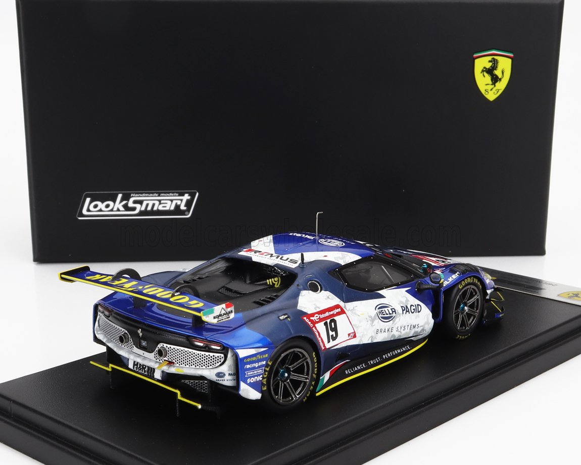 LOOKSMART - 1/43 - FERRARI - 296 GT3 3.0L TWIN TURBO V6 TEAM RACING ONE N 19 24h NURBURGRING 2023 STEFAN AUST - LUCA LUDWIG - CHRISTIAN KOHLHAAS - JOHANNES STENGEL - BLUE WHITE