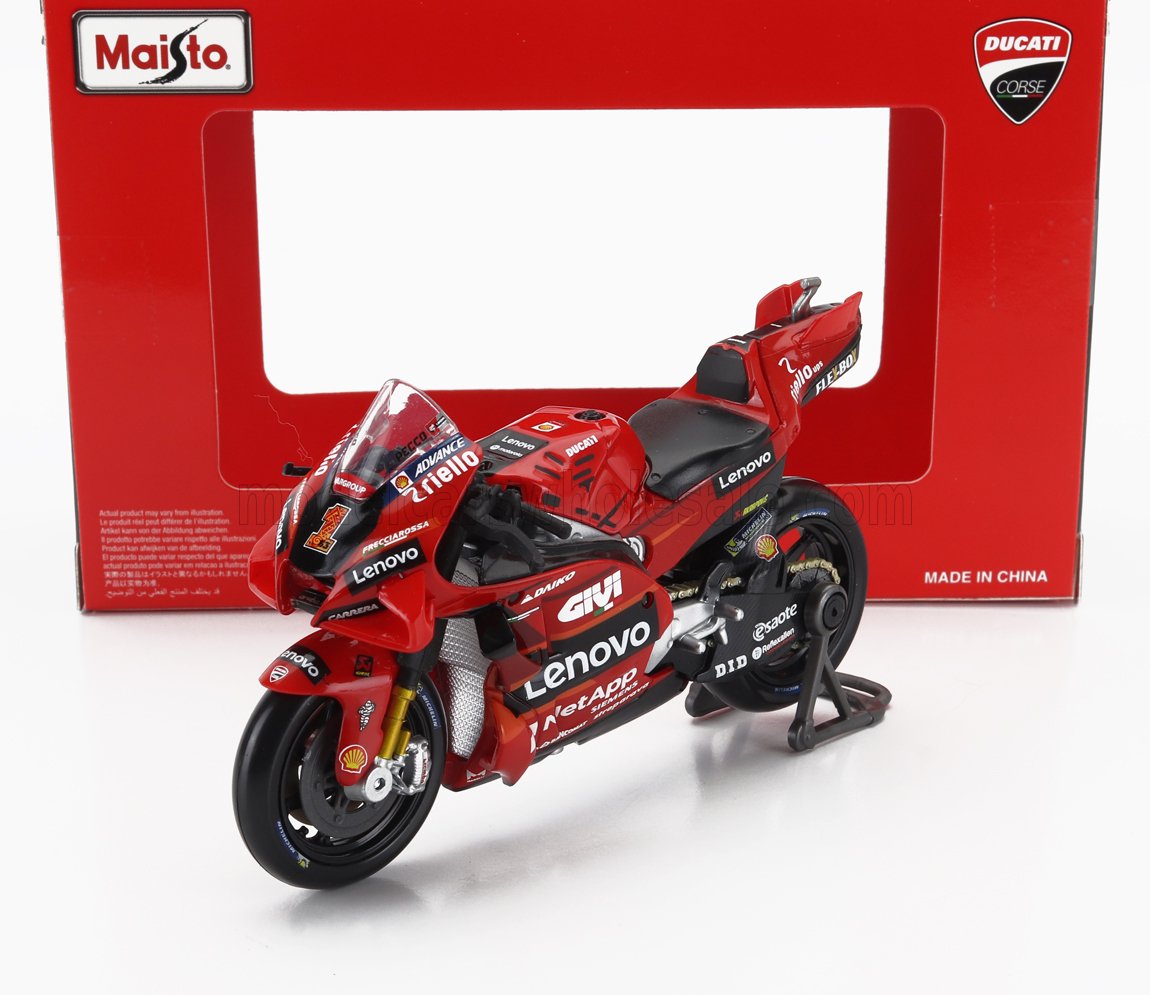 MAISTO - 1/18 - DUCATI - DESMOSEDICI GP23 TEAM LENOVO N 1 WORLD CHAMPION MOTOGP SEASON 2023 FRANCESCO BAGNAIA - RED