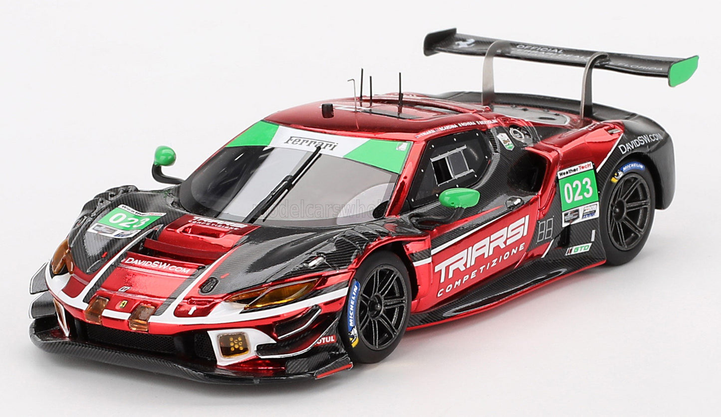 BBR-MODELS - 1/43 - FERRARI - 296 GT3 3.0L TWIN TURBO V6 TEAM TRIARSI COMPETIZIONE N 023 24h DAYTONA 2023 ANDREA BERTOLINI - ALESSIO ROVERA - CHARLIE SCARDINA - ONOFRIO TRIARSI - RED MET BLACK