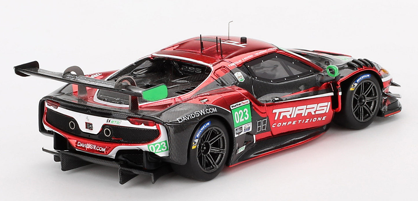 BBR-MODELS - 1/43 - FERRARI - 296 GT3 3.0L TWIN TURBO V6 TEAM TRIARSI COMPETIZIONE N 023 24h DAYTONA 2023 ANDREA BERTOLINI - ALESSIO ROVERA - CHARLIE SCARDINA - ONOFRIO TRIARSI - RED MET BLACK