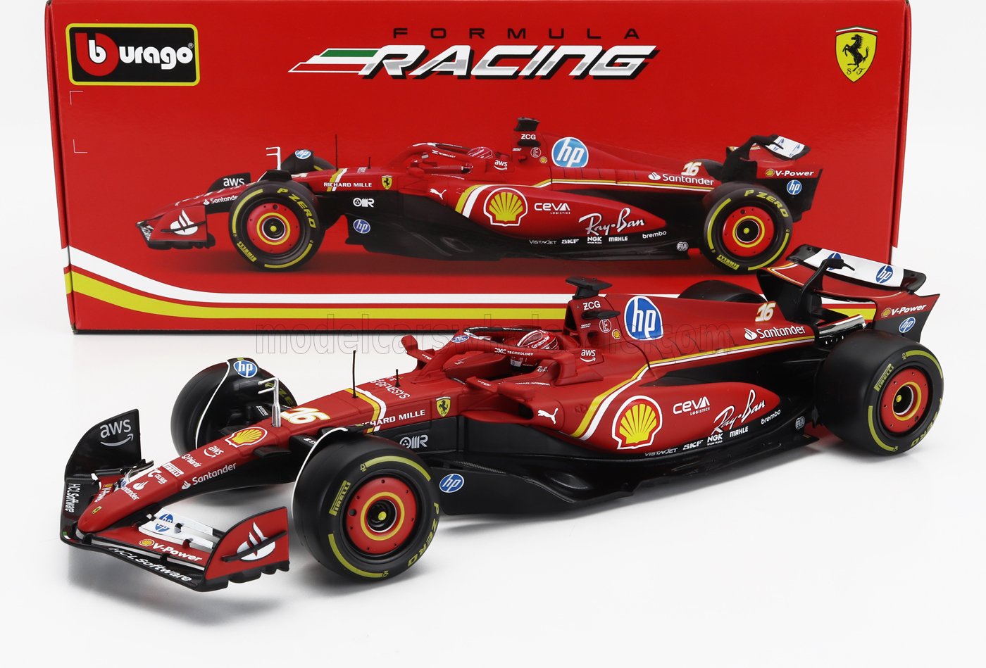 BURAGO - 1/18 - FERRARI - F1 SF-24 TEAM SCUDERIA FERRARI N 16 SEASON 2024 CHARLES LECLERC - RED BLACK