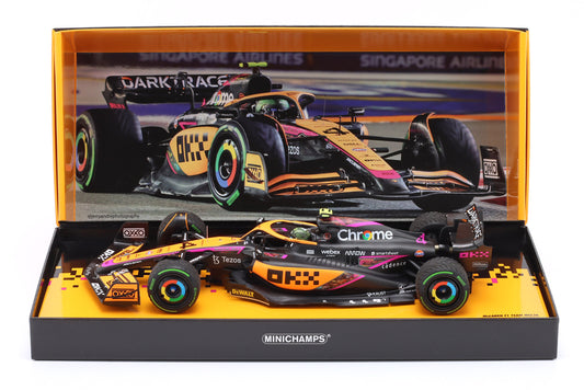 MINICHAMPS - 1/18 - McLAREN - F1 MCL36 MERCEDES TEAM MCLAREN N 4 SINGAPORE GP 2022 LANDO NORRIS - ORANGE LIGHT BLUE