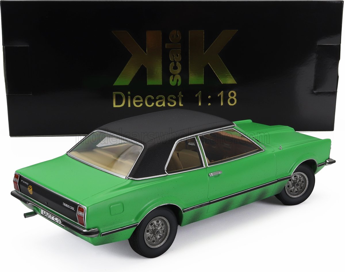 KK-SCALE - 1/18 - FORD ENGLAND - TAUNUS GXL (dirty version) WITH VINYL ROOF - BANG BOOM BANG MOVIE 1971 - GREEN MATT BLACK