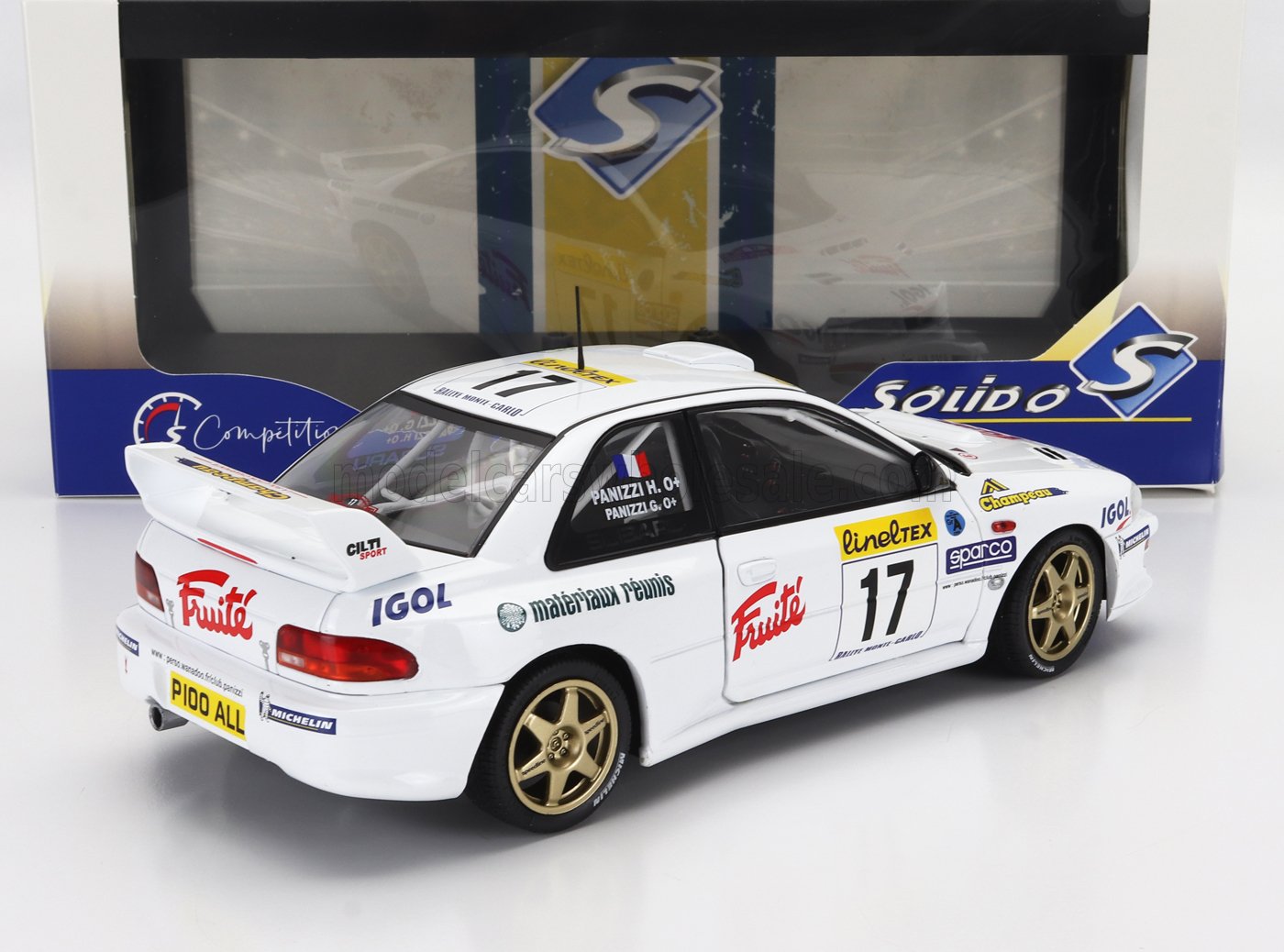 SOLIDO - 1/18 - SUBARU - IMPREZA WRC 22B N 17 RALLY MONTECARLO 1999 GILLES PANIZZI - HERVE PANIZZI - WHITE