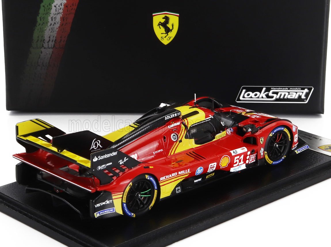 LOOKSMART - 1/43 - FERRARI - 499P 3.0L TURBO V6 TEAM FERRARI AF CORSE N 51 3rd 24h LE MANS 2024 ALESSANDRO PIER GUIDI - JAMES CALADO - ANTONIO GIOVINAZZI - RED YELLOW BLACK