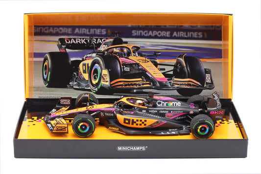 MINICHAMPS - 1/18 - McLAREN - F1 MCL36 MERCEDES TEAM MCLAREN N 3 5th SINGAPORE GP 2022 DANIEL RICCIARDO - ORANGE LIGHT BLUE