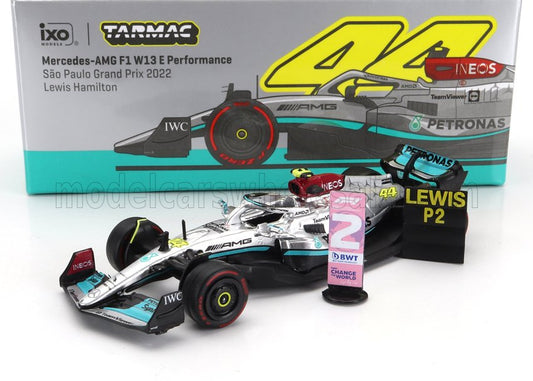 TARMAC - 1/64 - MERCEDES GP - F1 W13E TEAM MERCEDES-AMG PETRONAS F1 N 44 2nd BRAZILIAN GP 2022 LEWIS HAMILTON - SILVER GREEN