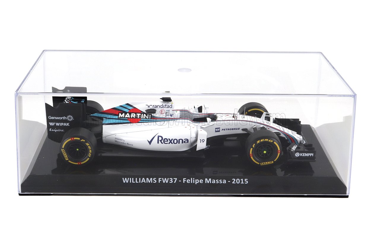 EDICOLA - 1/24 - WILLIAMS - F1 FW37 TEAM MARTINI RACING N 19 SEASON 2015 FELIPE MASSA - CON VETRINA - WITH SHOWCASE - WHITE BLUE RED