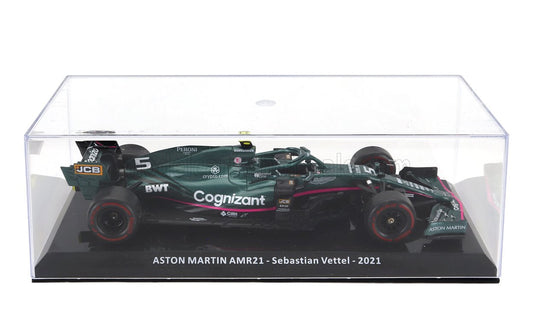 EDICOLA - 1/24 - ASTON MARTIN - F1 AMR21 MERCEDES M12 EQ POWER+ TEAM COGNIZANT FORMULA ONE N 5 SEASON 2021 SEBASTIAN VETTEL - CON VETRINA - WITH SHOWCASE - GREEN