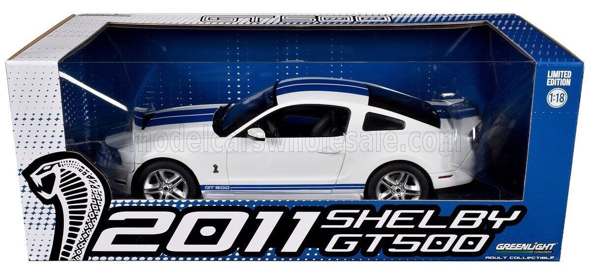 GREENLIGHT - 1/18 - FORD USA - MUSTANG GT500 COBRA COUPE 2011 - WHITE BLUE