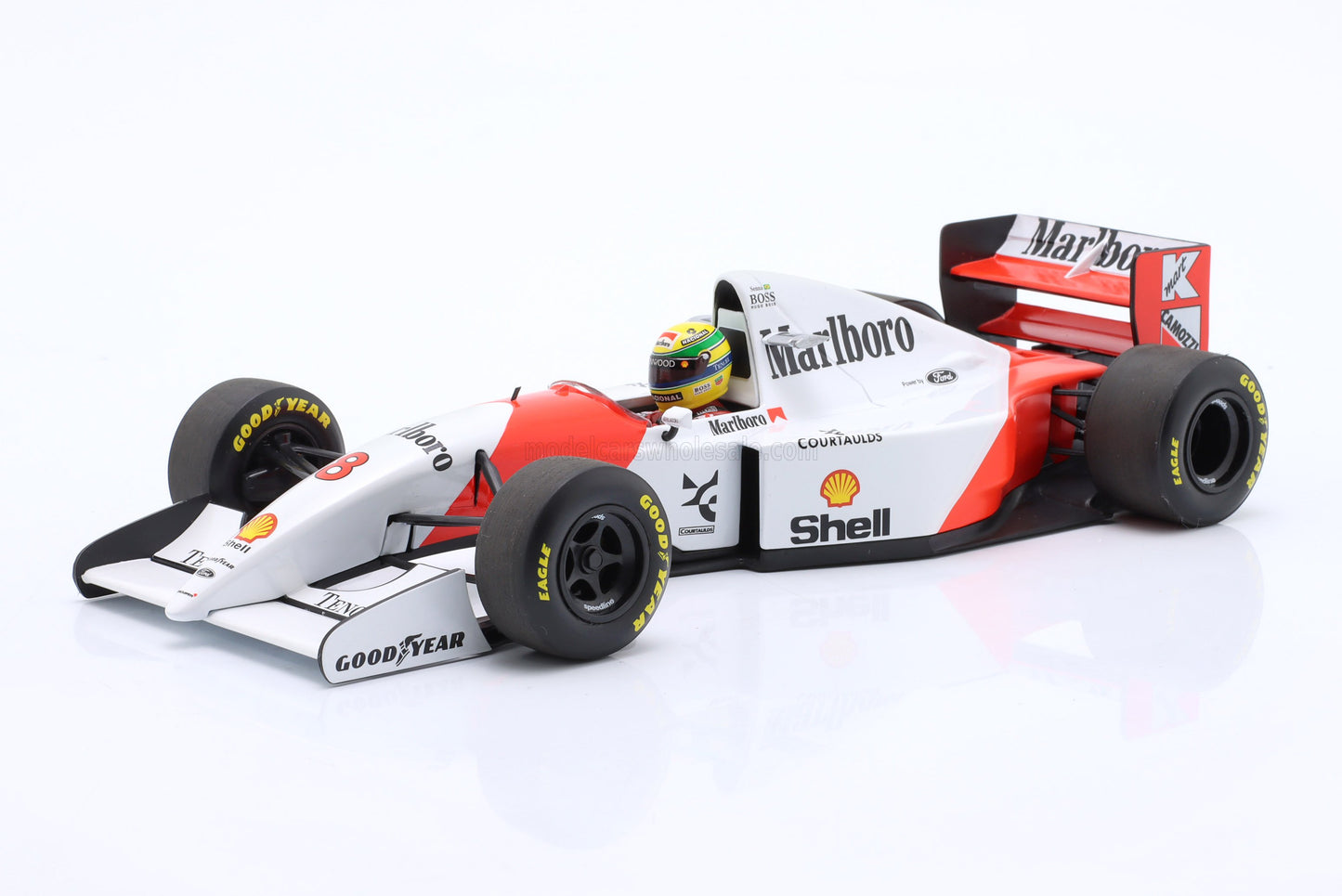 MINICHAMPS - 1/18 - McLAREN - F1 FORD MP4/8 V8 TEAM MARLBORO N 8 WINNER AUSTRALIAN ADELAIDE GP 1993 AYRTON SENNA - WHITE RED