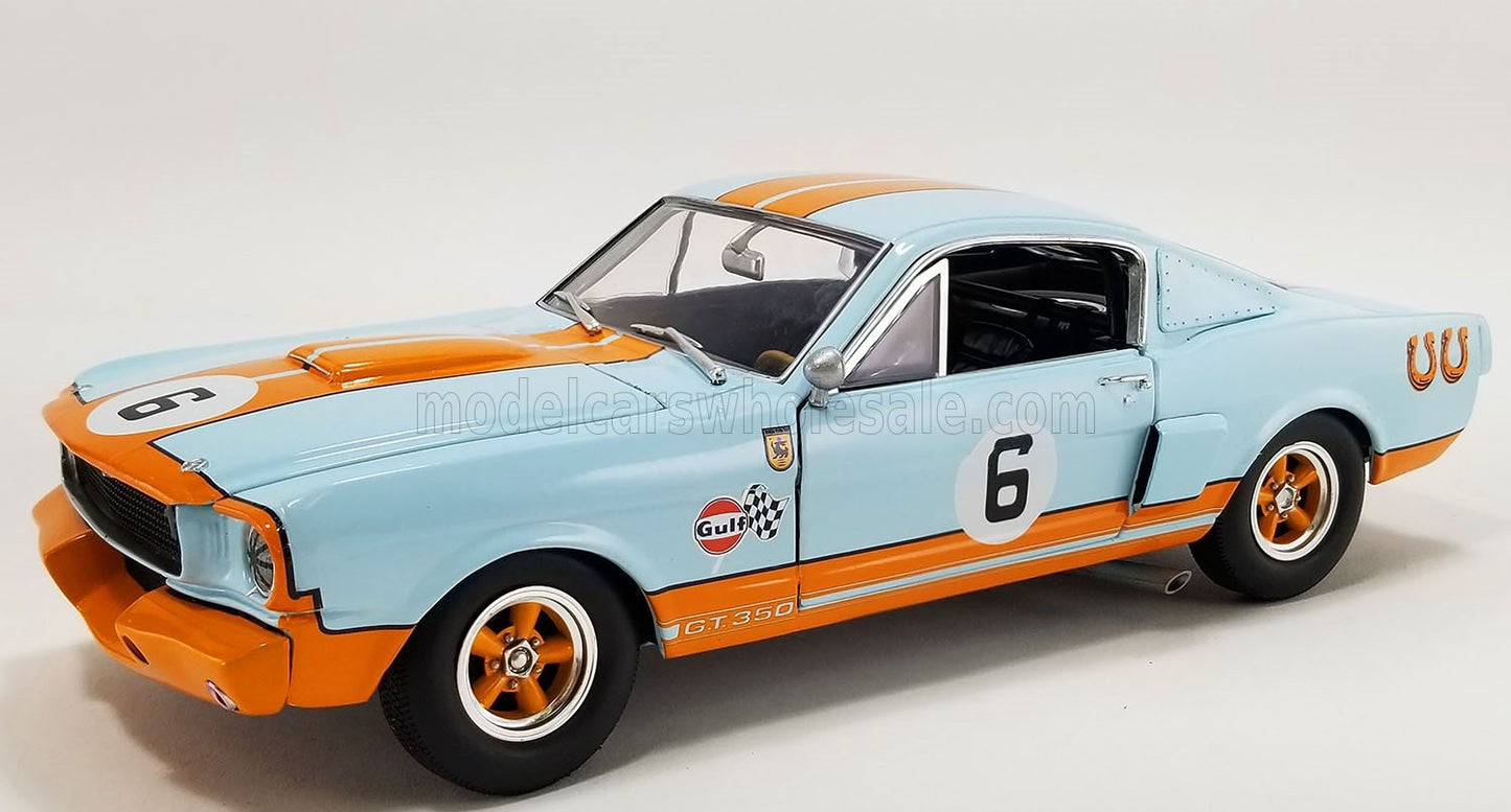 ACME-MODELS - 1/18 - FORD USA - MUSTANG SHELBY GT350R COUPE N 6 GULF RACING TRIBUTE 1965 - LIGHT BLUE ORANGE