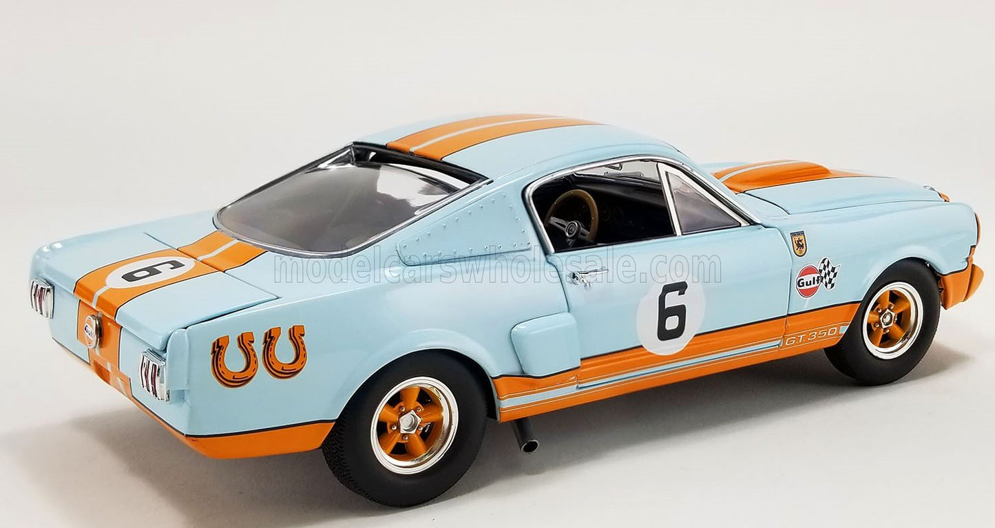 ACME-MODELS - 1/18 - FORD USA - MUSTANG SHELBY GT350R COUPE N 6 GULF RACING TRIBUTE 1965 - LIGHT BLUE ORANGE