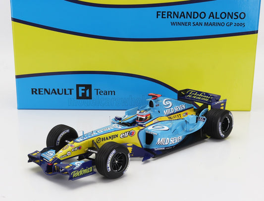 MINICHAMPS - 1/18 - RENAULT - F1 R25 TEAM RENAULT N 1 WORLD CHAMPION WINNER SAN MARINO ITALY GP 2005 FERNANDO ALONSO - LIGHT BLUE YELLOW