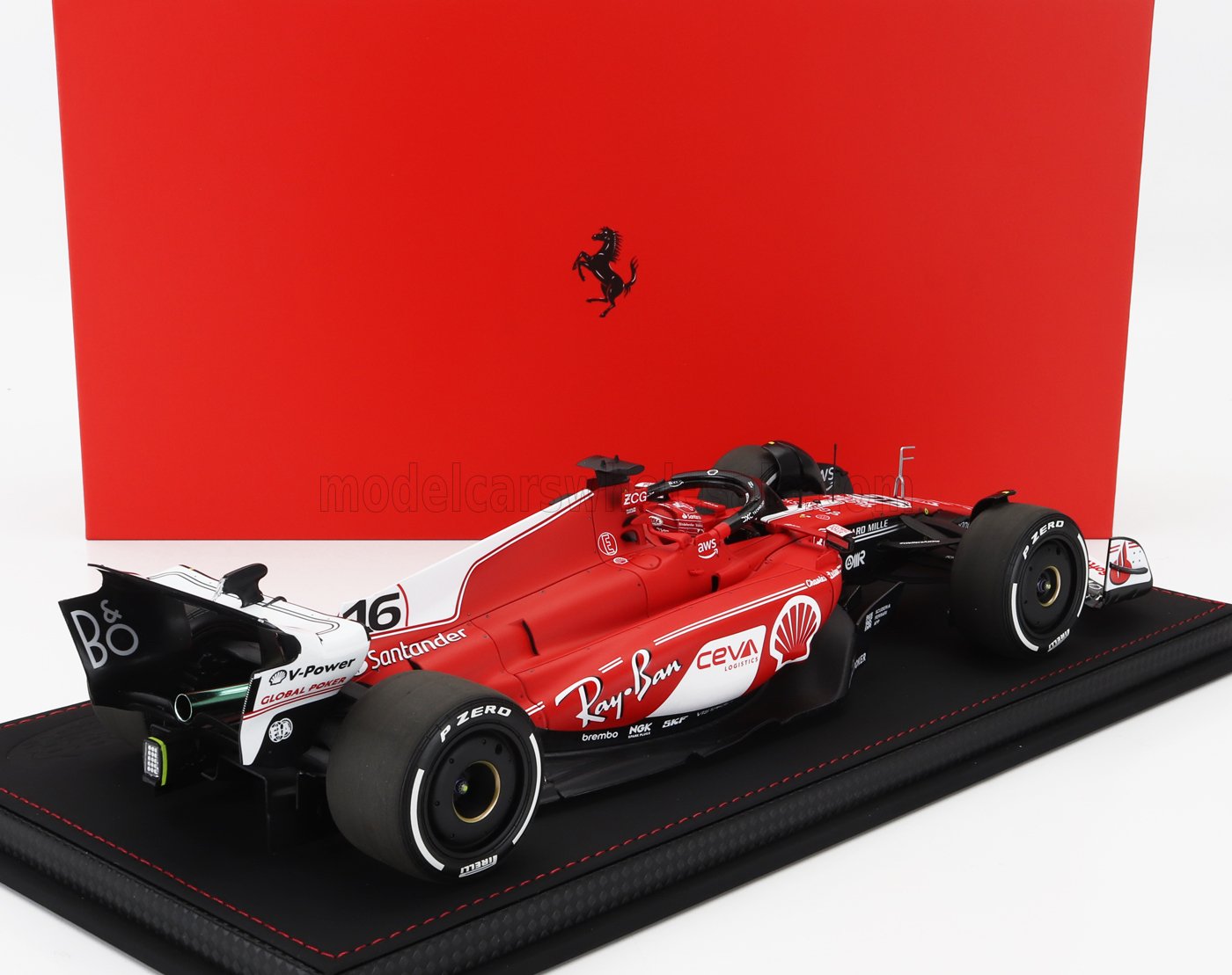 BBR-MODELS - 1/18 - FERRARI - F1 SF-23 TEAM SCUDERIA FERRARI N 16 2nd LAS VEGAS USA GP 2023 CHARLES LECLERC - CON VETRINA - WITH SHOWCASE - RED WHITE BLACK