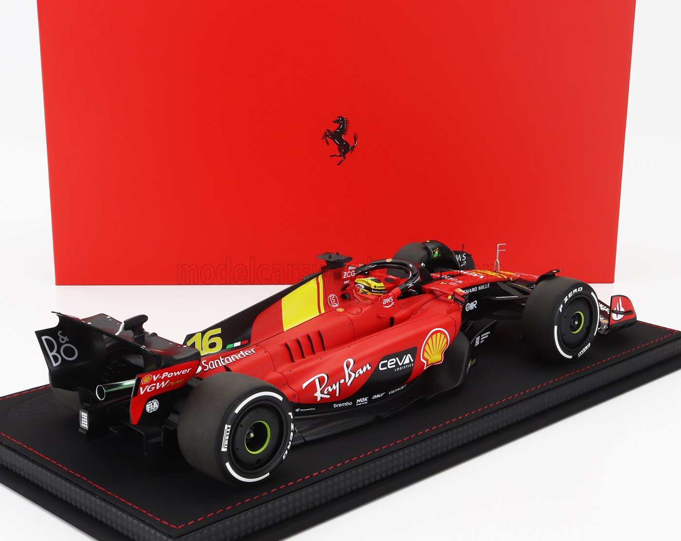 BBR-MODELS - 1/18 - FERRARI - F1 SF-23 TEAM SCUDERIA FERRARI N 16 4th MONZA ITALY GP 2023 CHARLES LECLERC - CON VETRINA - WITH SHOWCASE - RED BLACK YELLOW