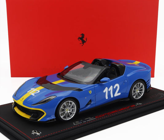 BBR-MODELS - 1/18 - FERRARI - 812 COMPETIZIONE A SPIDER N 112 2022 - CON VETRINA - WITH SHOWCASE - FRENCH RACING BLU - BLUE YELLOW