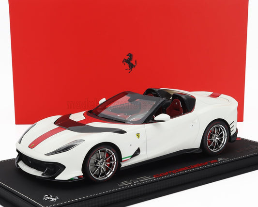 BBR-MODELS - 1/18 - FERRARI - 812 COMPETIZIONE A SPIDER 2022 - CON VETRINA - WITH SHOWCASE - BIANCO ITALIA - MATT WHITE RED