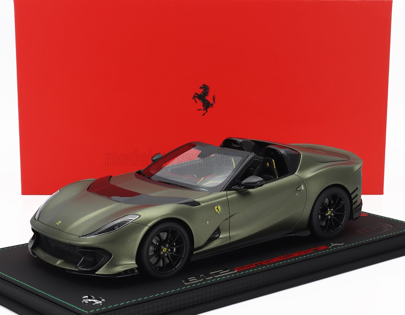 BBR-MODELS - 1/18 - FERRARI - 812 COMPETIZIONE A SPIDER 2022 - CON VETRINA - WITH SHOWCASE - VERED MANZONI - MATT GREEN BLACK