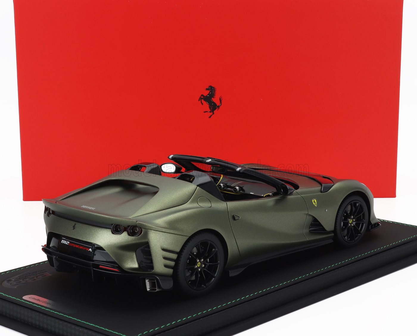 BBR-MODELS - 1/18 - FERRARI - 812 COMPETIZIONE A SPIDER 2022 - CON VETRINA - WITH SHOWCASE - VERED MANZONI - MATT GREEN BLACK