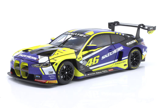 MINICHAMPS - 1/18 - BMW - 4-SERIES M4 GT3 TEAM WRT N 46 PRESENTATION FANATEC GT WORLD CHALLENGE EUROPE 2023 VALENTINO ROSSI - BLUE YELLOW BLACK