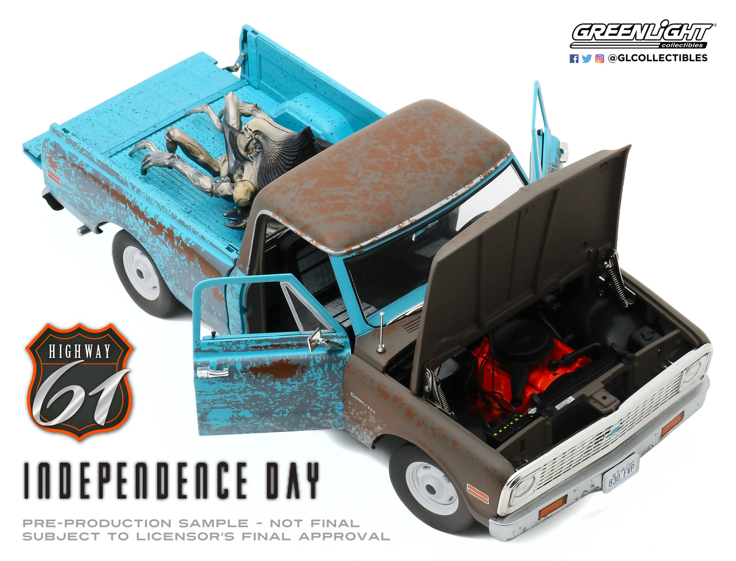 Highway 61 Independence Day (1996) - 1971 Chevrolet C-10 con Alien Figure 1/18