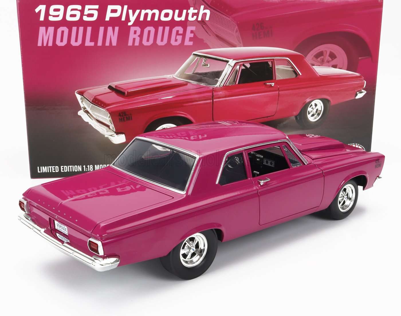 ACME-MODELS - 1/18 - PLYMOUTH - BELVEDERE 426 HEMI CUSTOM 1965 - DARK PINK 1/18 modellino da collezione 154 lacasadelmodellismo