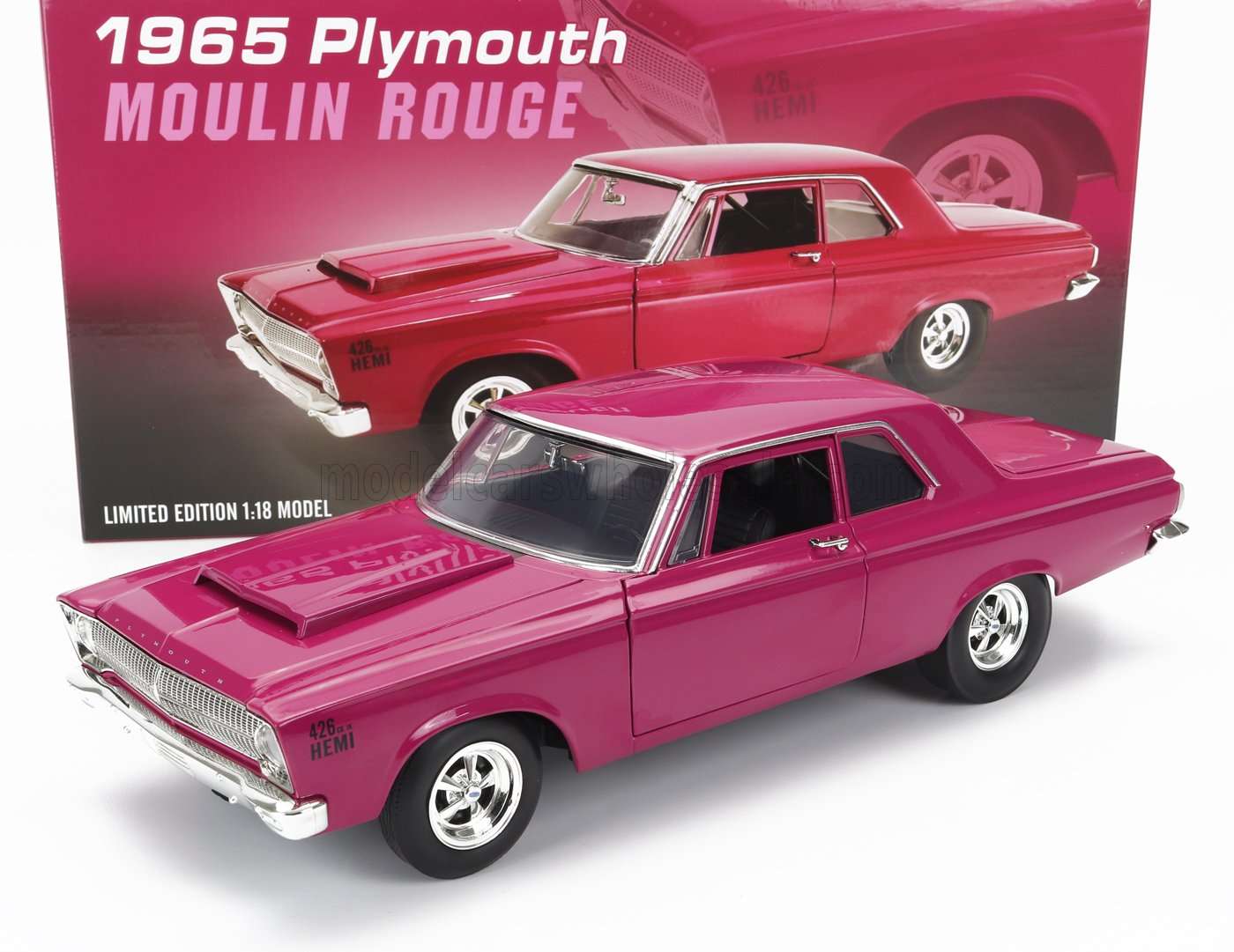 ACME-MODELS - 1/18 - PLYMOUTH - BELVEDERE 426 HEMI CUSTOM 1965 - DARK PINK 1/18 modellino da collezione 154 lacasadelmodellismo