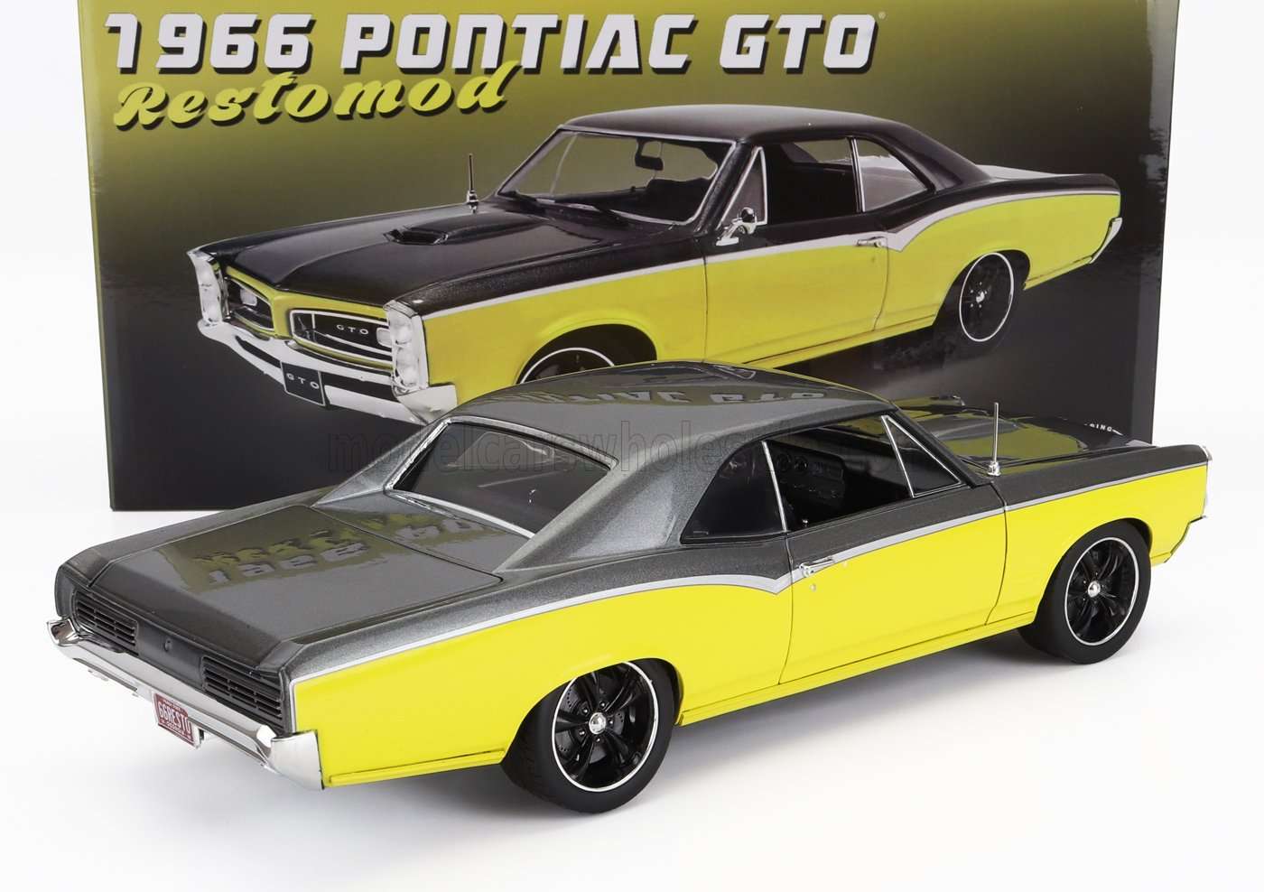 ACME-MODELS - 1/18 - PONTIAC - GTO COUPE RESTOMOD 1966 - YELLOW BLACK 1/18 modellino da collezione 179 lacasadelmodellismo