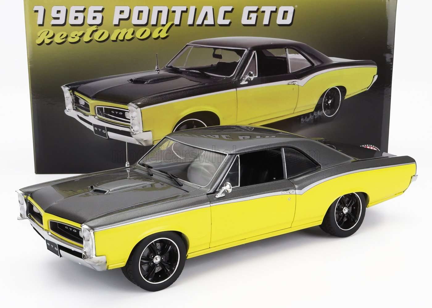 ACME-MODELS - 1/18 - PONTIAC - GTO COUPE RESTOMOD 1966 - YELLOW BLACK 1/18 modellino da collezione 179 lacasadelmodellismo