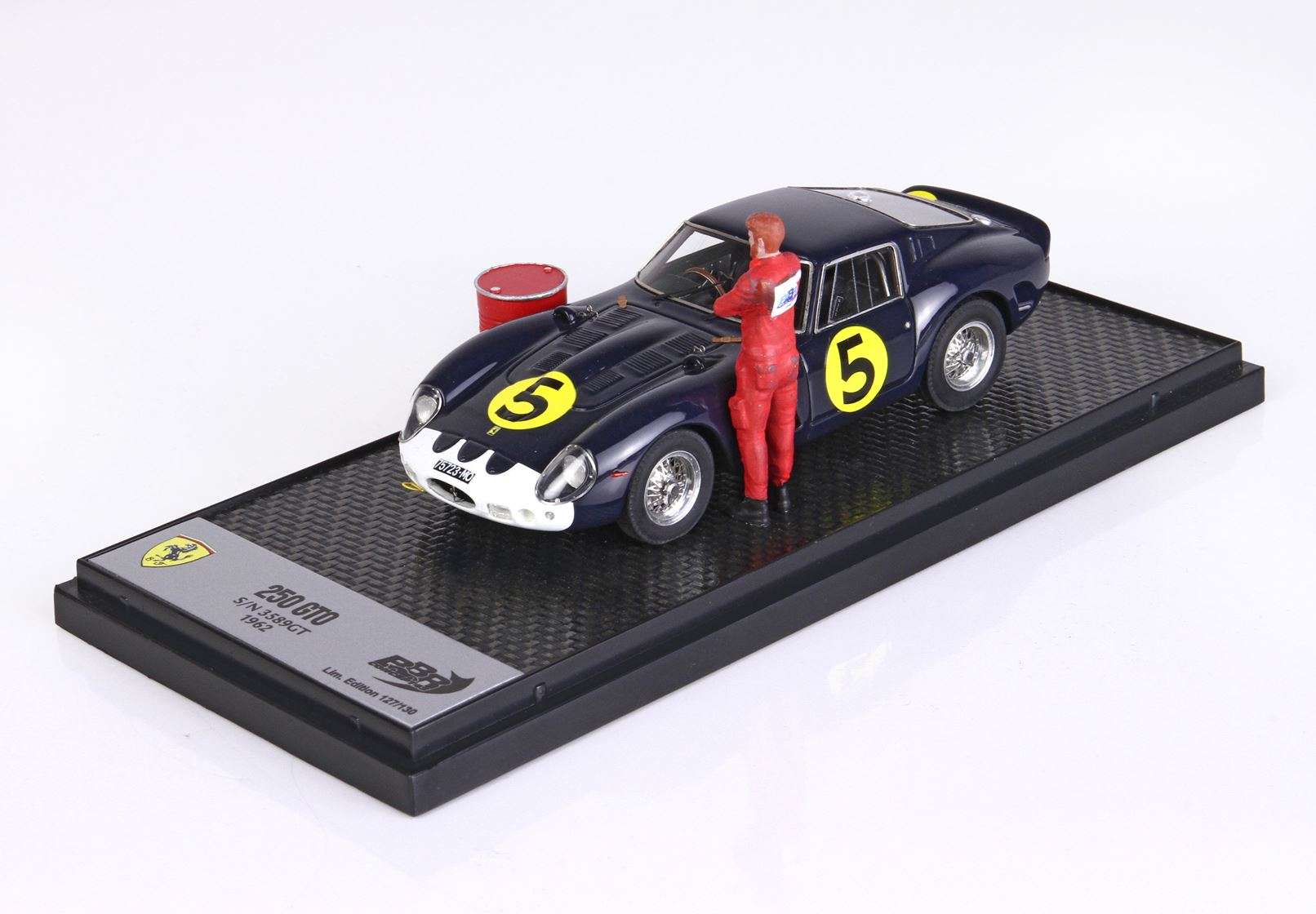 BBR-MODELS - 1/43 - FERRARI - 250 GTO COUPE ch.3589GT N 5 TOURIST TROPHY  1962 M.PARKES - DARK BLUE WHITE – lacasadelmodellismo