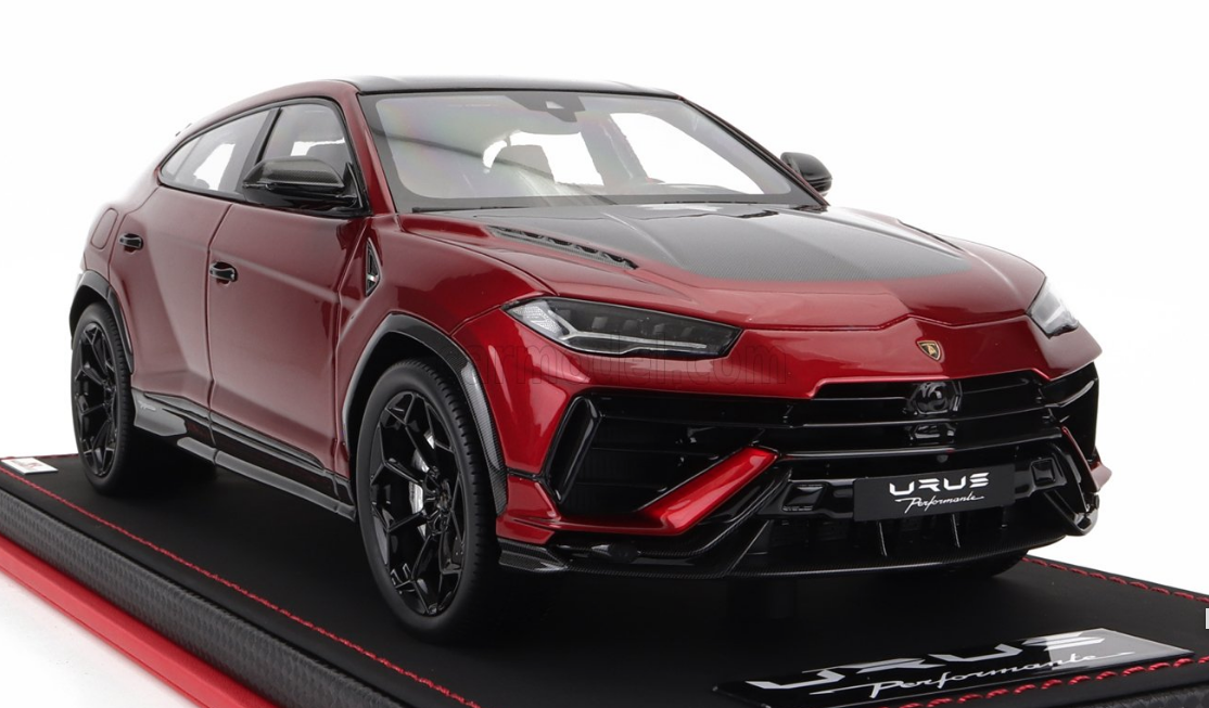 MR-MODELS - 1/18 - LAMBORGHINI - URUS PERFORMANTE 2022 - CON VETRINA - WITH SHOWCASE - ROSSO EFESTO - RED MET CARBON