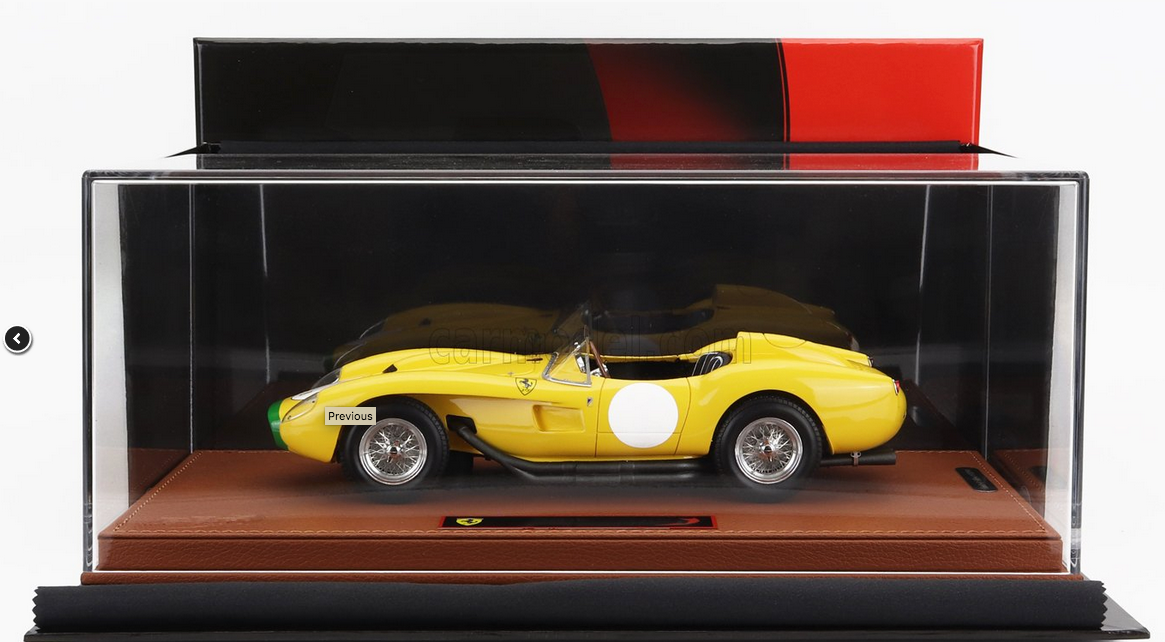 BBR-MODELS - 1/18 - FERRARI - 250TR TESTAROSSA N 0 SPIDER 1957 - CON VETRINA - WITH SHOWCASE - YELLOW