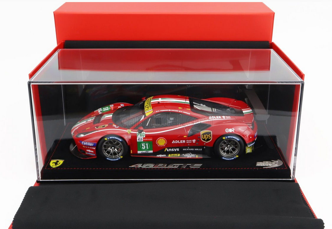 BBR-MODELS - 1/18 - FERRARI - 488 GTE 3.9L TURBO V8 TEAM AF CORSE N 51 WINNER LMGTE PRO CLASS 24h LE MANS 2021 J.CALADO - A.PIER GUIDI - C.LEDOGAR - CON VETRINA  - RED