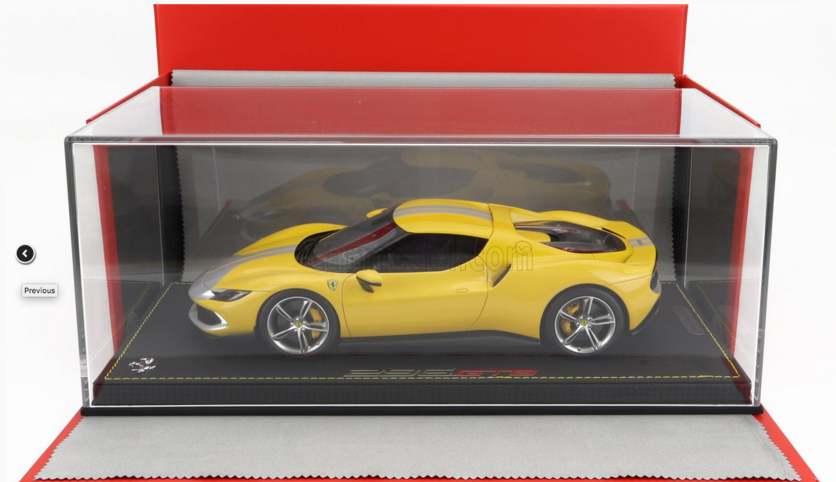 BBR-MODELS - 1/18 - FERRARI - 296 GTB ASSETTO FIORANO 2022 - CON VETRINA - WITH SHOWCASE - GIALLO MODENA - YELLOW SILVER