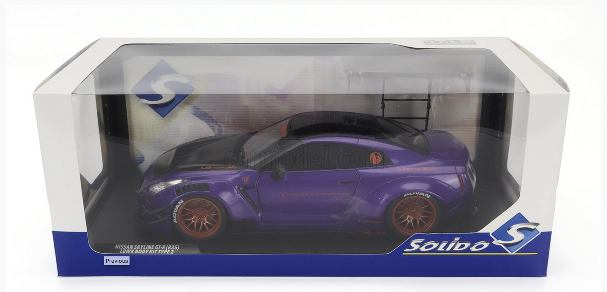 SOLIDO - NISSAN - GT-R (R35) LIBERTY WALK BODY KIT 2.0 COUPE 2022 PURPLE