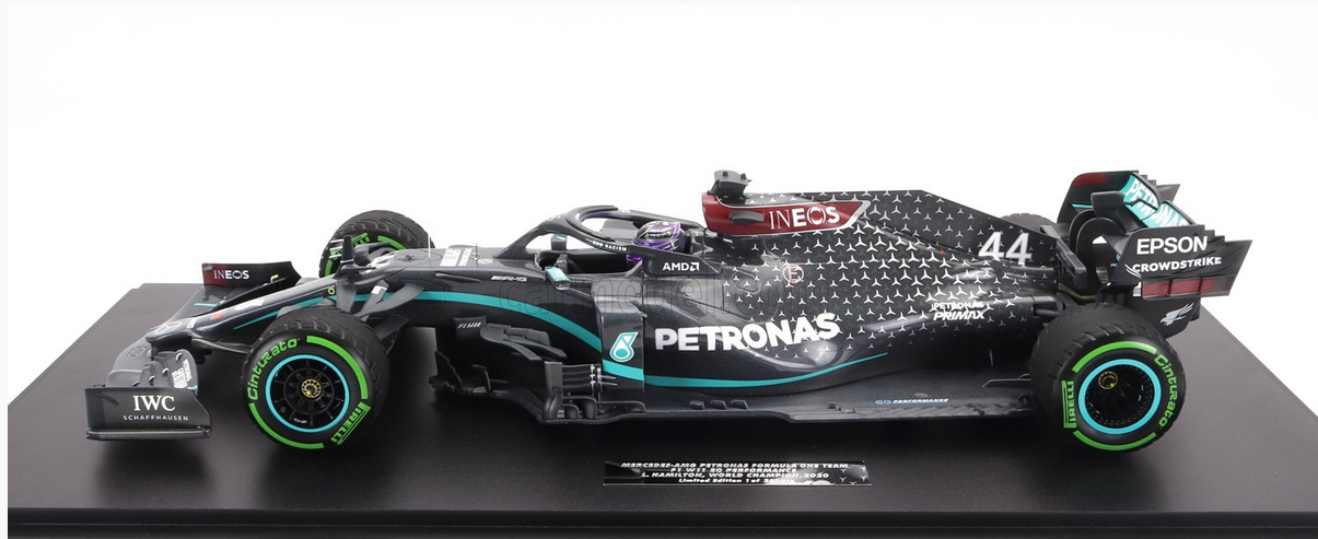 MINICHAMPS - MERCEDES GP - F1 W11 EQ PERFORMANCE TEAM AMG PETRONAS MOTORSPORT N 44 (WITH RAIN TYRES - 7 TIMES WORLD CHAMPION) WINNER TURKISH GP 2020 LEWIS HAMILTON - CON VETRINA - WITH SHOWCASE